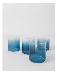 Tumbler Thin Glass 4pk in Blue