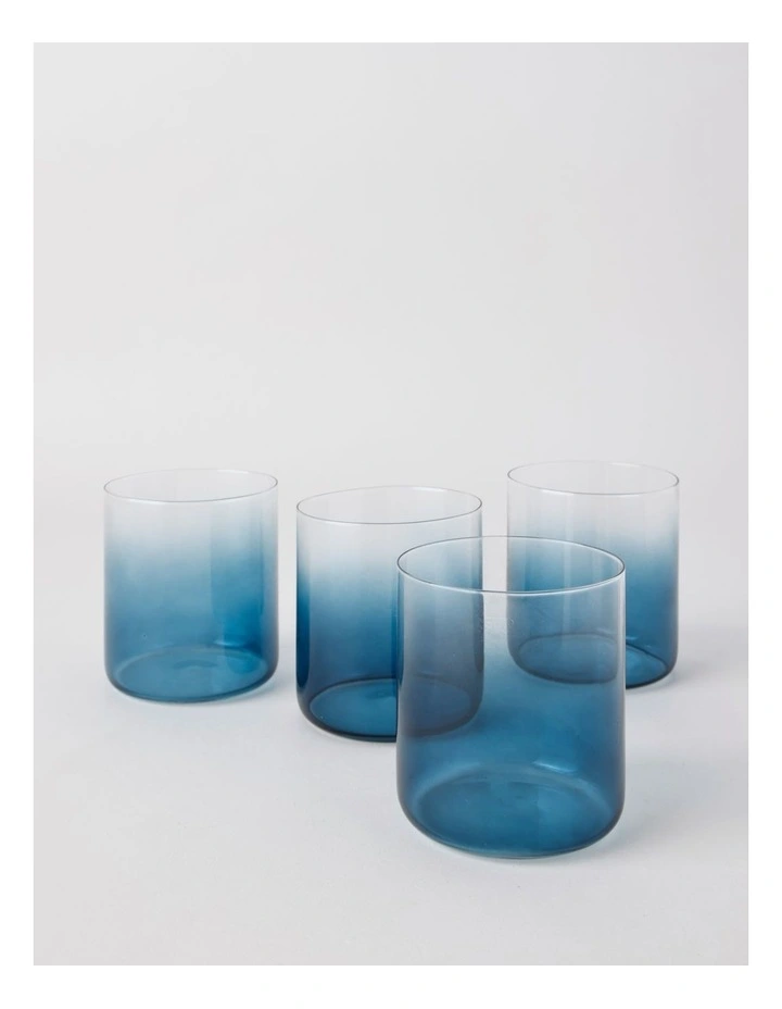 Tumbler Thin Glass 4pk in Blue image 1