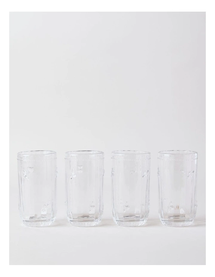 Honey Bee Pressed Glass Highball Set of 4 in Clear image 1