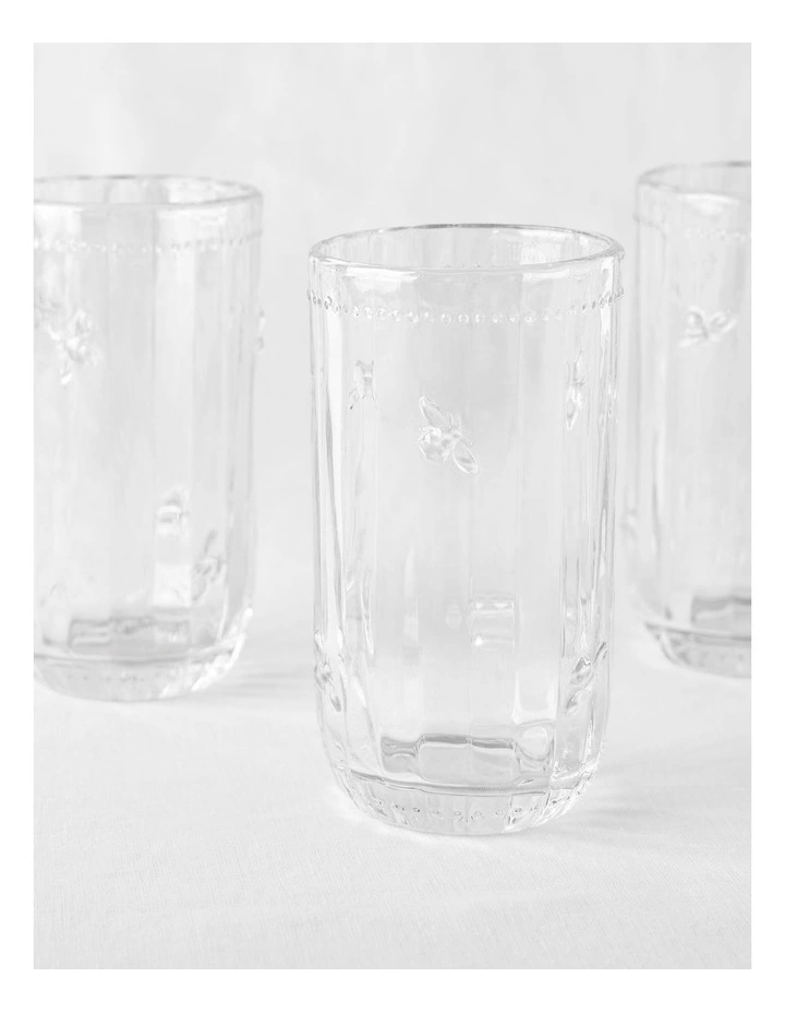 Honey Bee Pressed Glass Highball Set of 4 in Clear image 4
