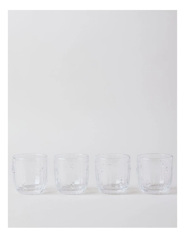 Honey Bee Pressed Glass Tumbler Set Of 4 in Clear image 1