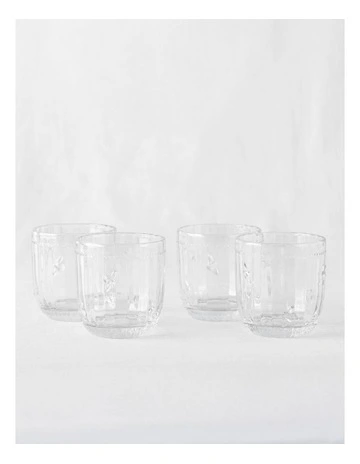 Honey Bee Pressed Glass Tumbler Set Of 4 in Clear