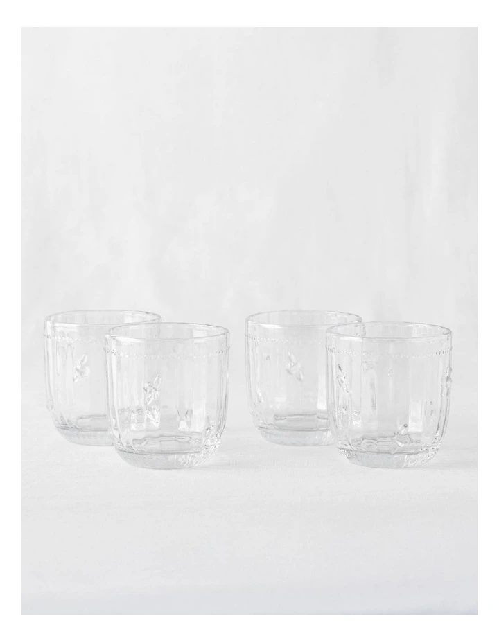 Honey Bee Pressed Glass Tumbler Set Of 4 in Clear image 2