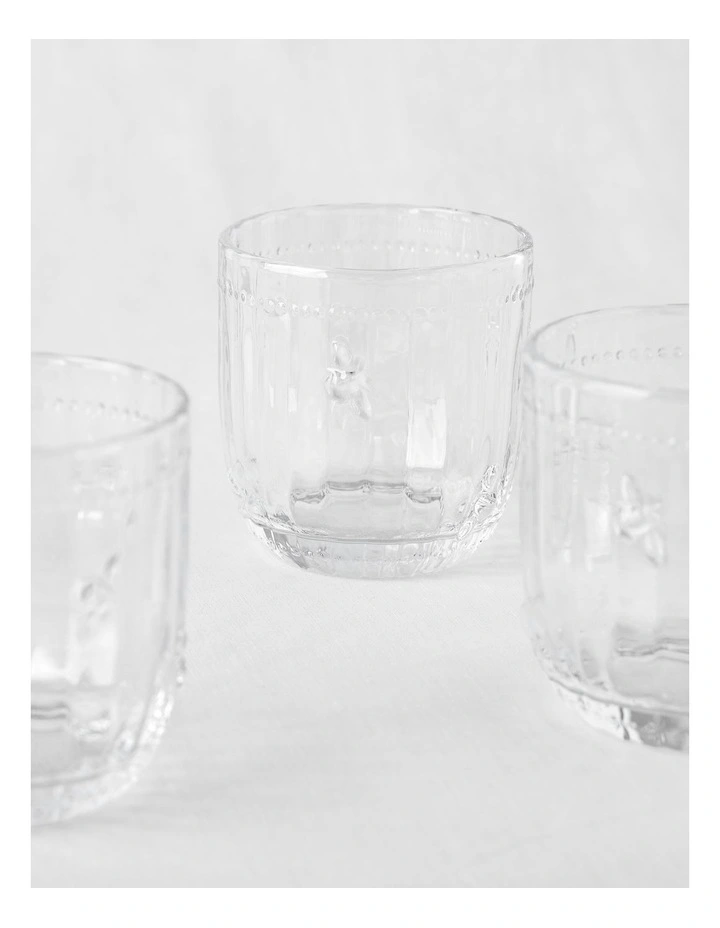 Honey Bee Pressed Glass Tumbler Set Of 4 in Clear image 4