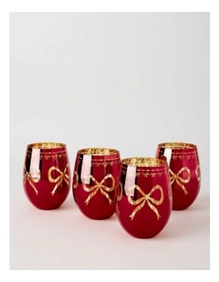 Bow Tumbler Set of 4 in Red