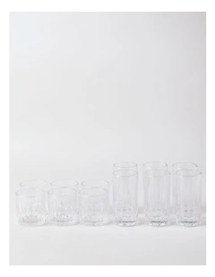 Linear Highball & Tumbler Set of 12 in Clear