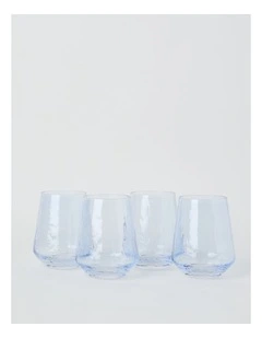 Blue Hammered Tumbler Set of 4 400ml