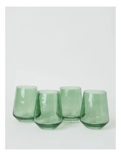 Hammered Tumbler Set of 4 400ml in Green