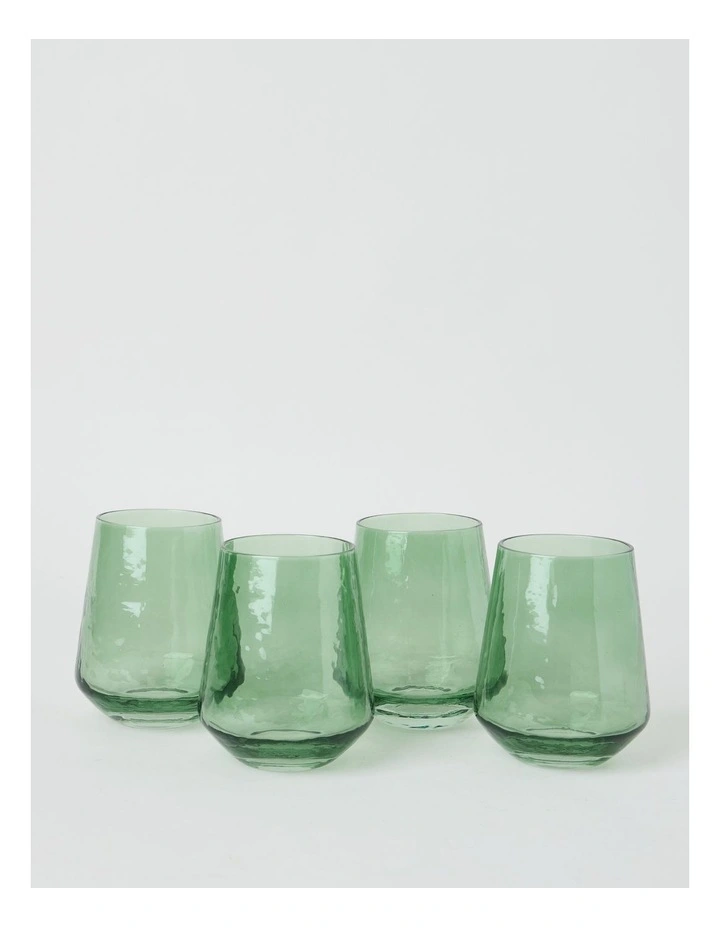Hammered Tumbler Set of 4 400ml in Green image 1