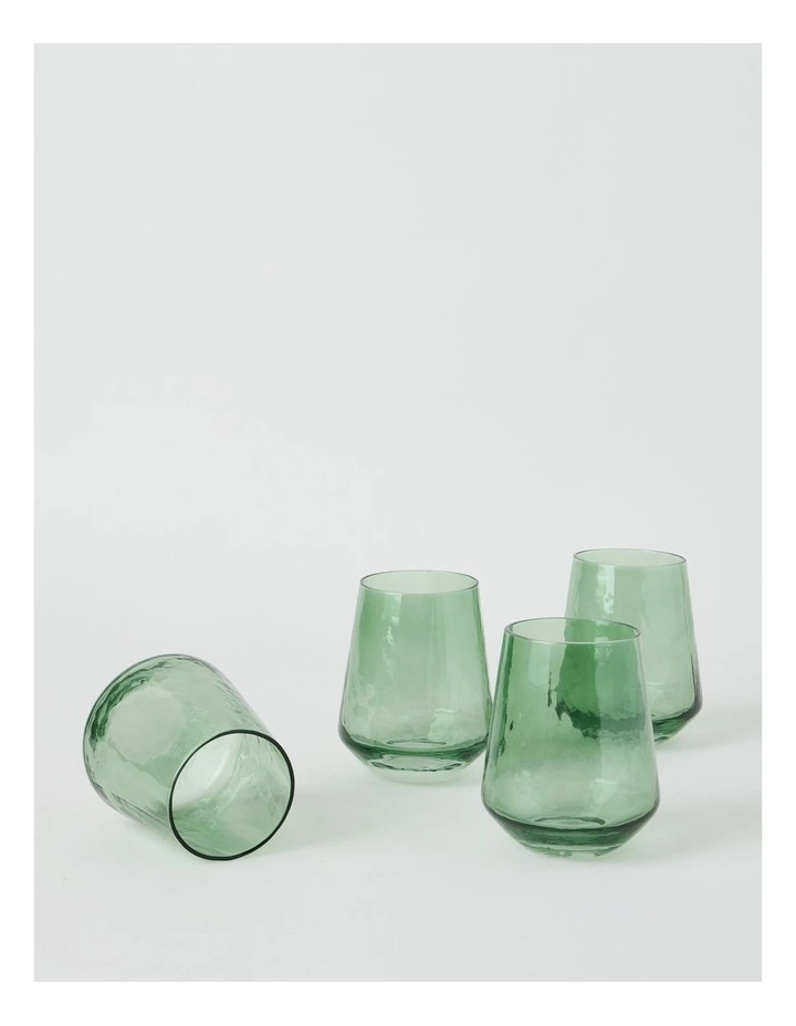 Hammered Tumbler Set of 4 400ml in Green image 3