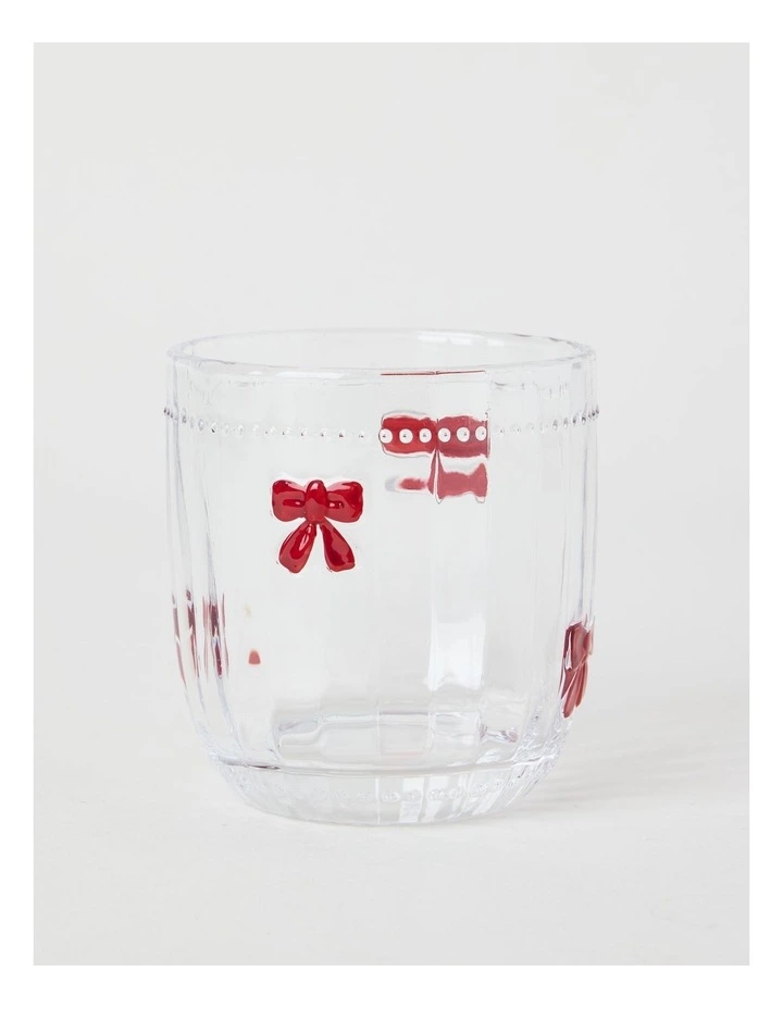 Embossed Bow Tumbler Set of 4 330ml in Red image 2