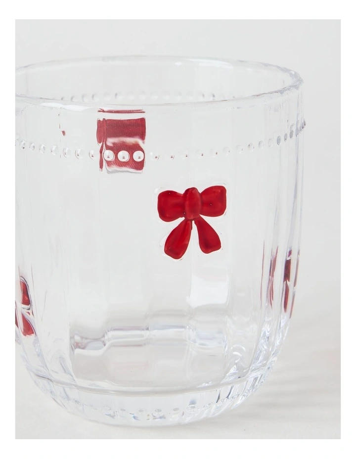 Embossed Bow Tumbler Set of 4 330ml in Red image 4