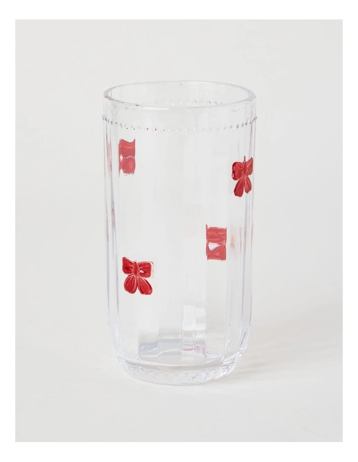 Embossed Bow High Ball Set of 4 460ml in Red image 2