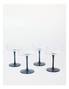 Jordan Martini Glass Set of 4 in Ink Blue