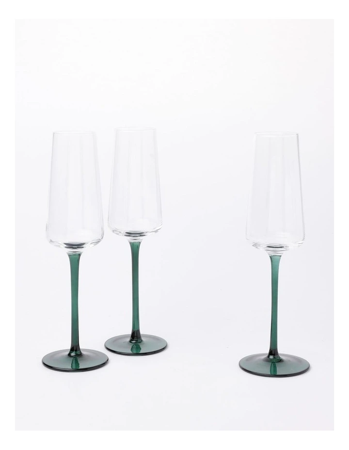 Jordan Champagne Glass Set of 4 in Dark Green image 1