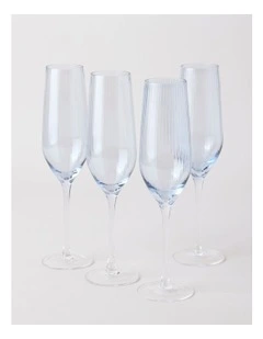 Mediterranean Champagne Flute Set of 4 in Painted Colour