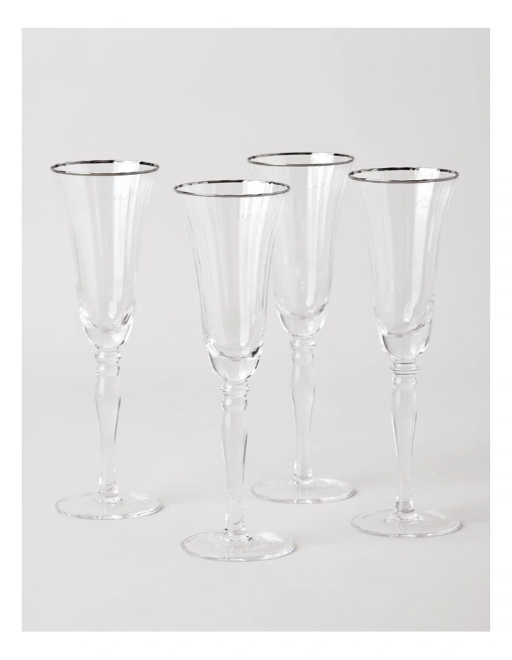 Gabrielle Champagne Glass Set of 4 in Silver image 1