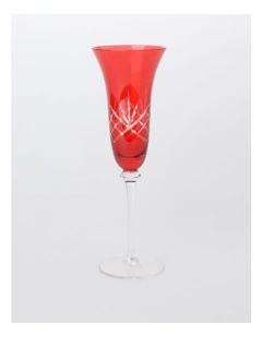 Traditional Christmas Champagne Glass Set of 4 in Red
