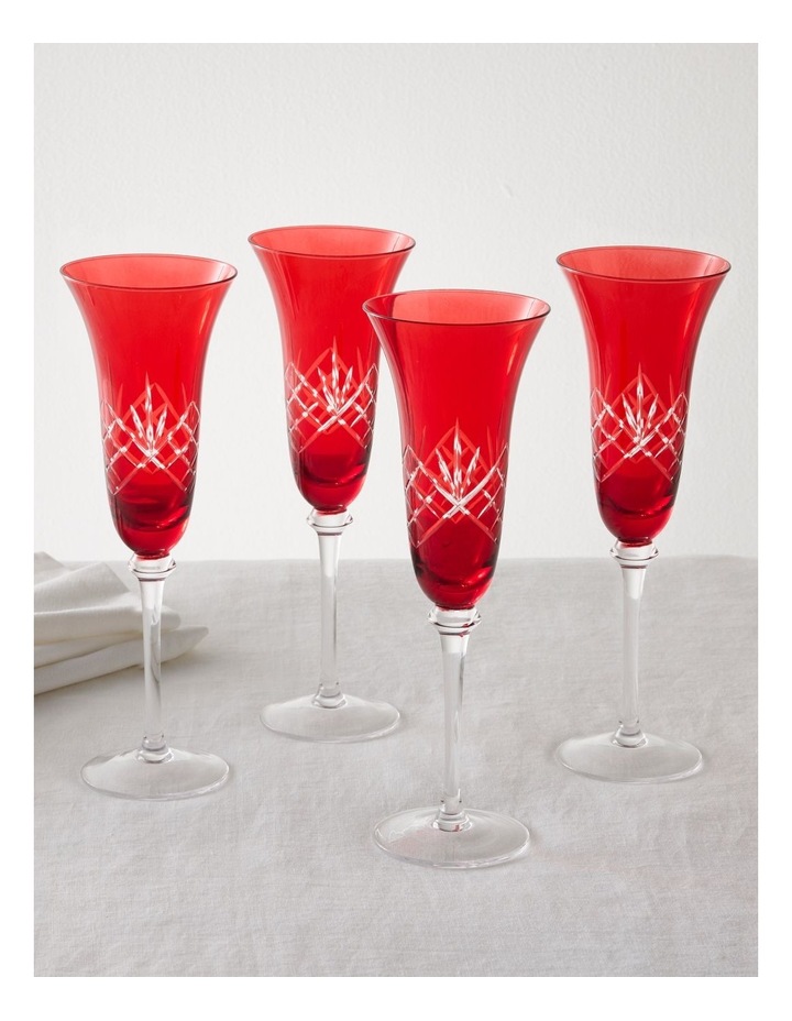 Traditional Christmas Champagne Glass Set of 4 in Red image 2