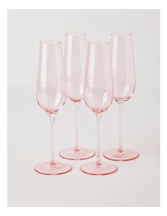 Cordelia Champagne Flute Set of 4 in Pink