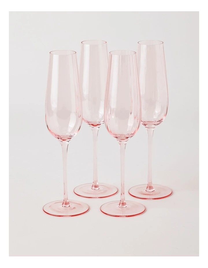 Cordelia Champagne Flute Set of 4 in Pink image 1