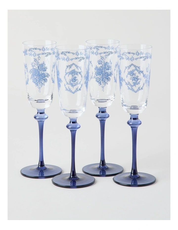 Mazarine Champagne Glass 140ml Set of 4 in Blue image 1