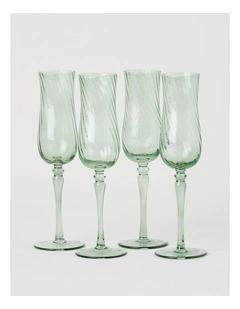 Clara Champagne Glass Set of 4 Green 190ml