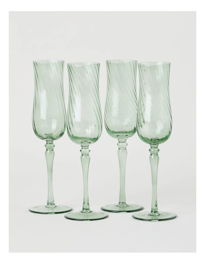 Clara Champagne Glass Set of 4 Green 190ml image 1