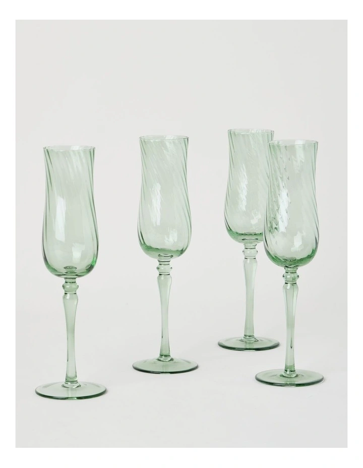 Clara Champagne Glass Set of 4 Green 190ml image 4