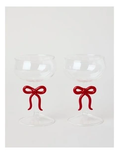 Ruby Bow Coupe Glass Set of 2 220ml in Red