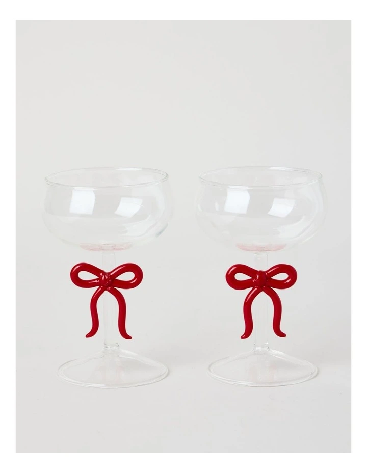 Ruby Bow Coupe Glass Set of 2 220ml in Red image 1
