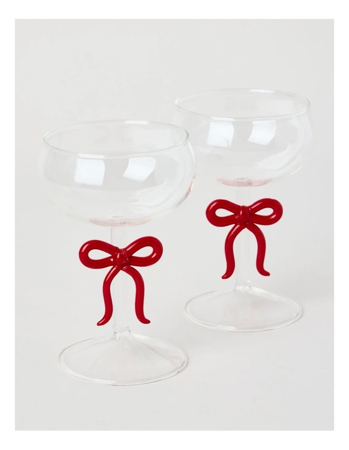 Ruby Bow Coupe Glass Set of 2 220ml in Red image 4