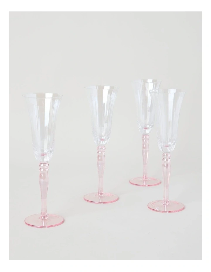 Maisie Champagne Glass Set of 4 150ml in Pink image 3