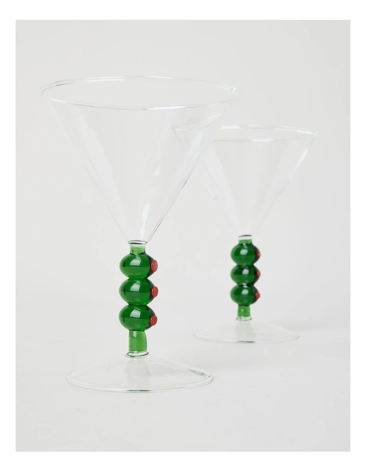 Olive Martini Glass Set of 2 220ml in Clear image 3