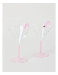 Martini Prawn Glass Set of 2 220ml in Pink