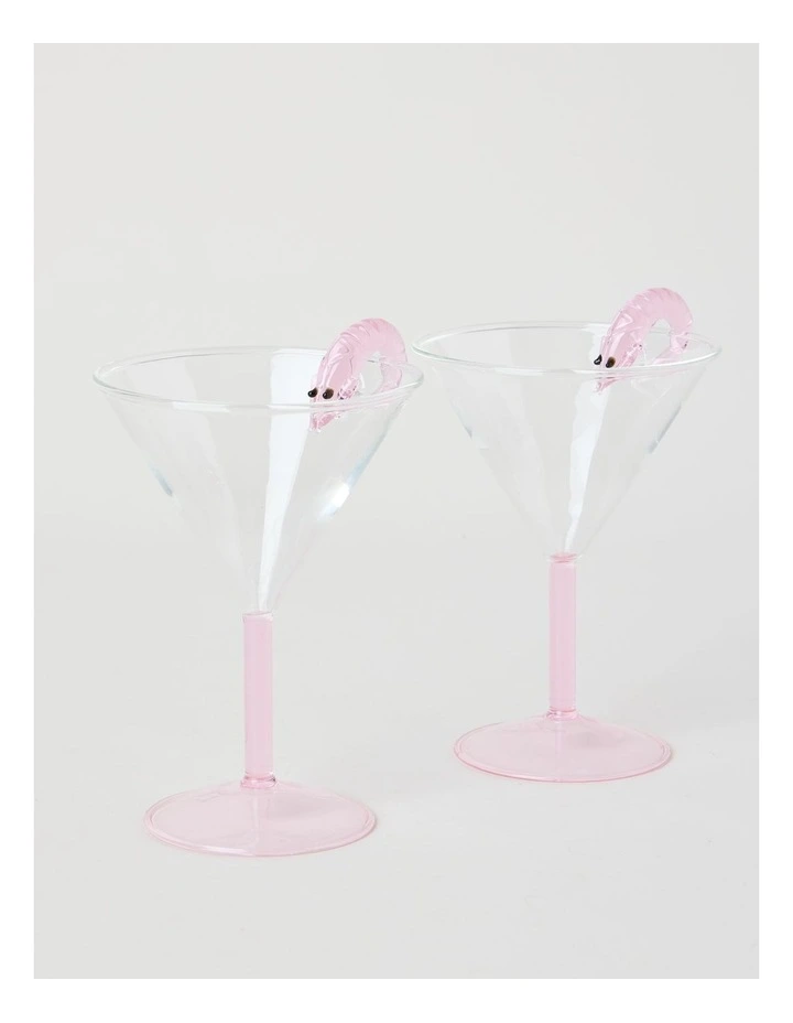 Martini Prawn Glass Set of 2 220ml in Pink image 1