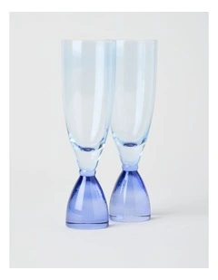 Two Tone Flute Set of 2 250ml in Blue