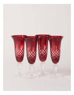 Heirloom Christmas Elouise Champagne Set of 4 140ml in Red