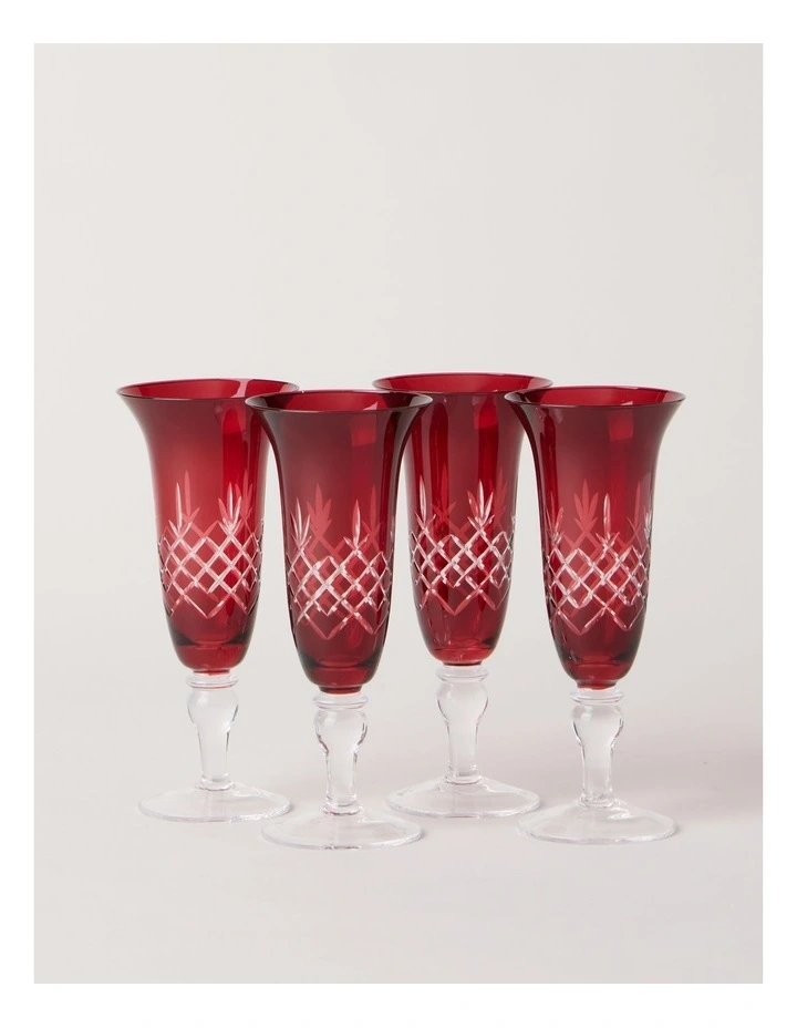 Heirloom Christmas Elouise Champagne Set of 4 140ml in Red image 1