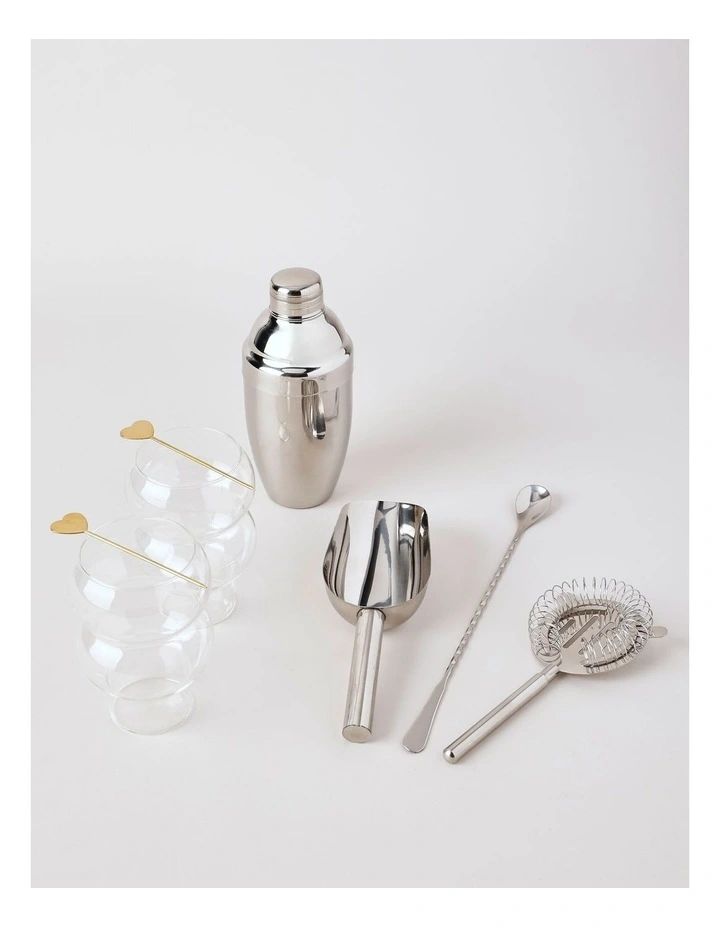 Cocktail Mixologist Cocktail Making Set of 8 in Silver image 1