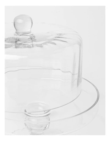 Ribbed Cake Dome And Stand 25.5x25cm