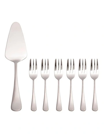 Madison Cake Server and Fork Set 7 Piece in Stainless Steel