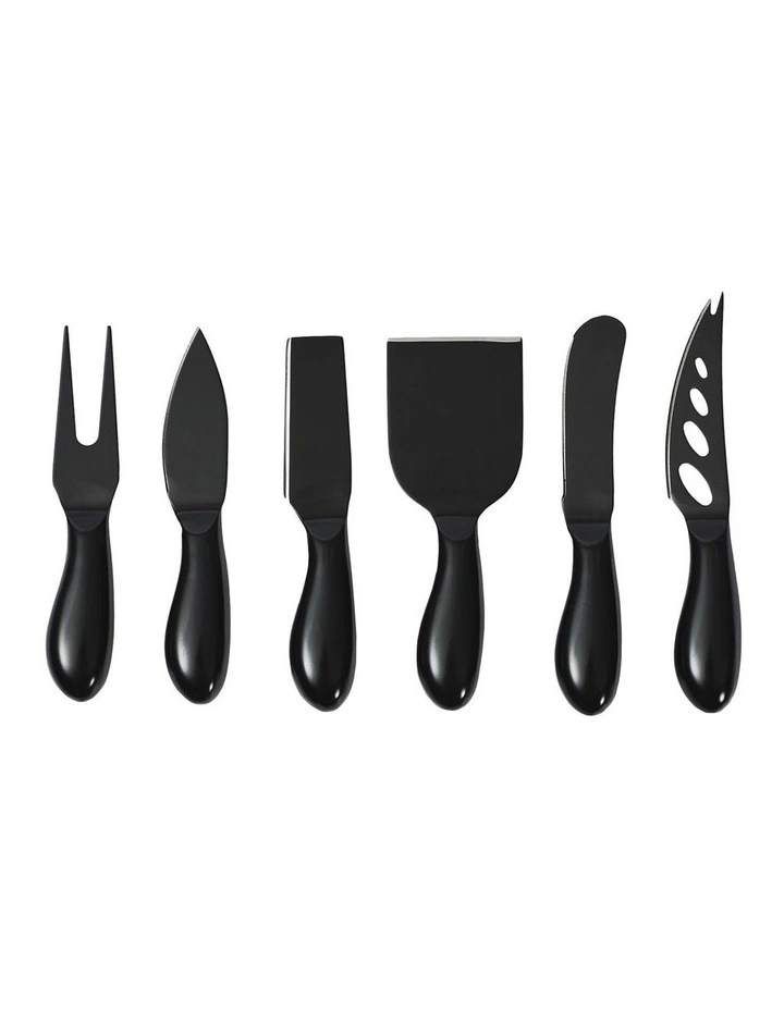 Cheese Knives Set Of 6  in Black image 1