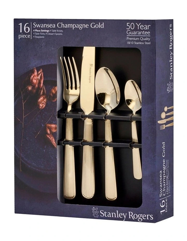 Swansea Champagne Gold 18/10 16pc Cutlery Set image 2
