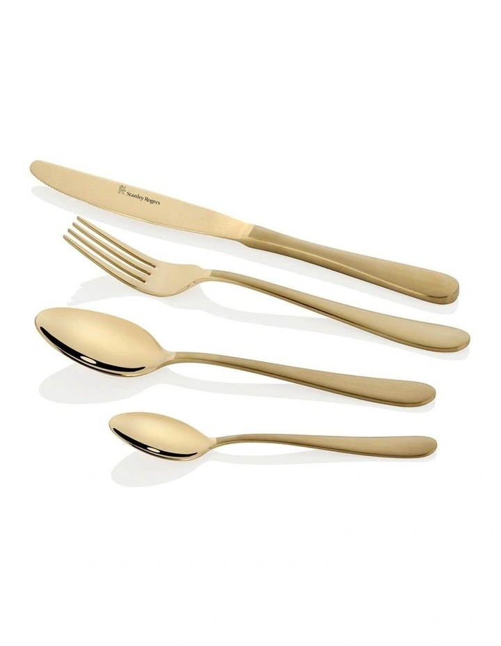 Albany Champagne Gold Dual Finish 18/0 16pc Cutlery Set image 1