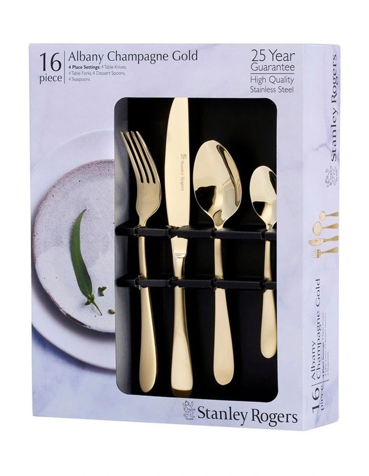 Albany Champagne Gold Dual Finish 18/0 16pc Cutlery Set image 2