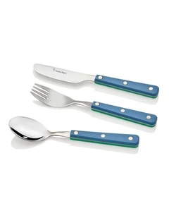 Dual Colour 18/0 Children's Cutlery 3 Piece Set Blue/Green