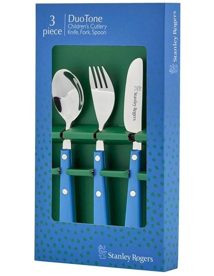 Dual Colour 18/0 Children's Cutlery 3 Piece Set Blue/Green image 2