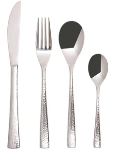 Wayland Hammered Cutlery Set 16 Pieces Gift Boxed in Silver