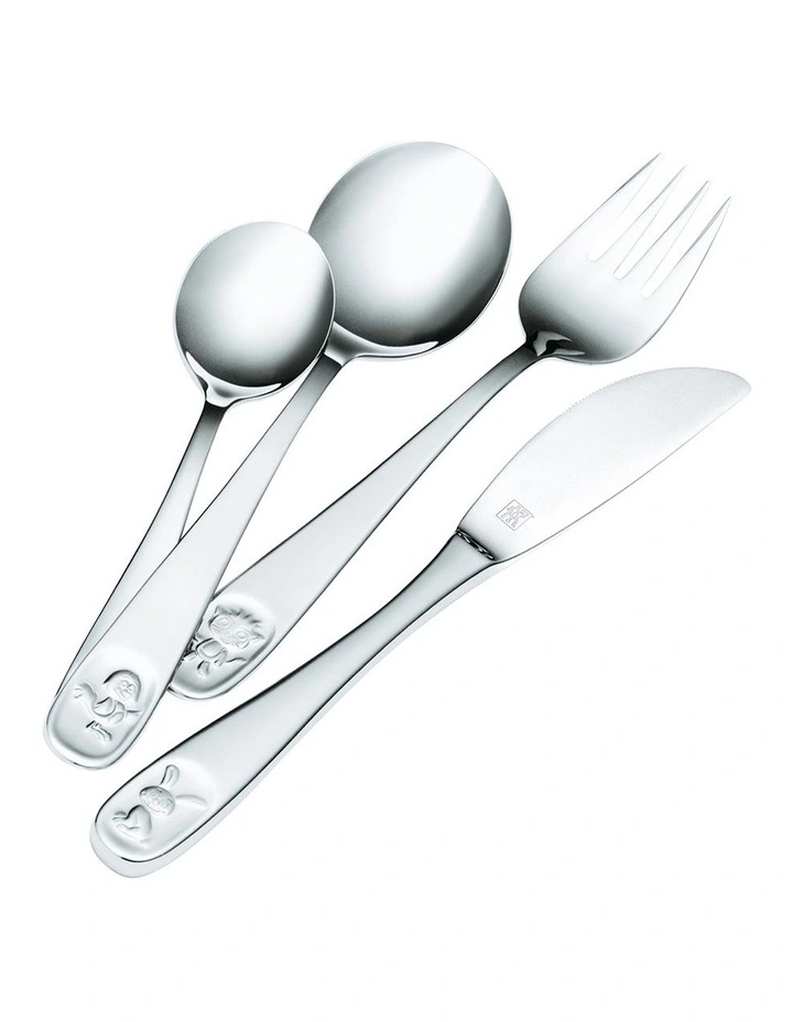 Children's Cutlery Bino Set of 4 in Silver image 1